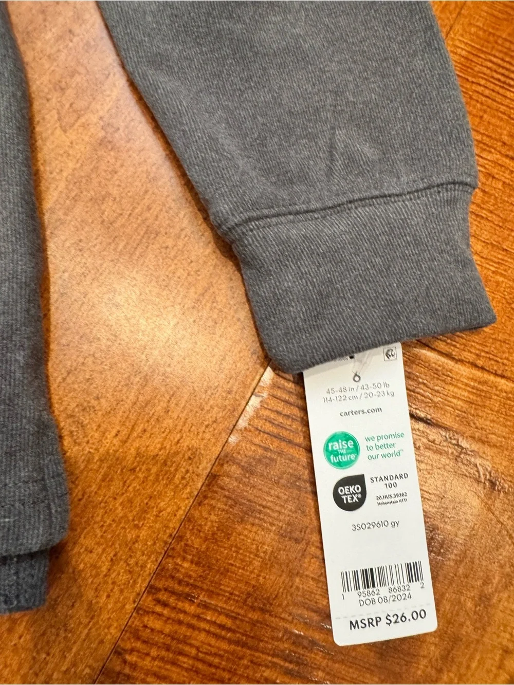 Carter's Charcoal Gray Long-Sleeve Henley Tee NWT